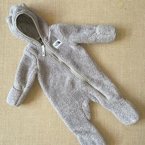 EUC The North Face fleece bunting with bear ears Sz 6-12 months